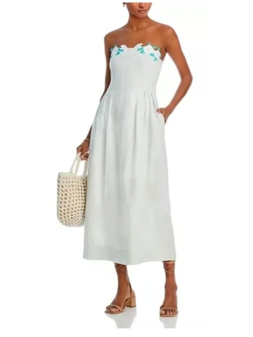 NWT Fanm Mon Lorr Dress Manmzel Strapless Midi Linen Mint Green Size M $399 [jb]